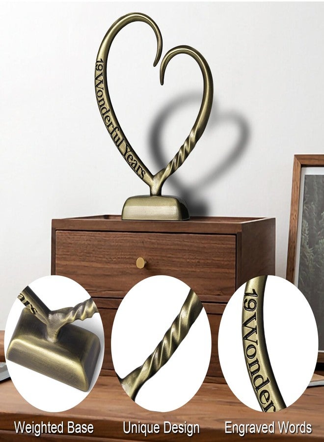 BESZONE 19 Year Anniversary Bronze Gifts for Her Him Gift 19th Wedding Anniversary for Couples Wife Husband Men, Hand Forged Bronze Heart Art Keepsake Home Decor Artwork - Image 5